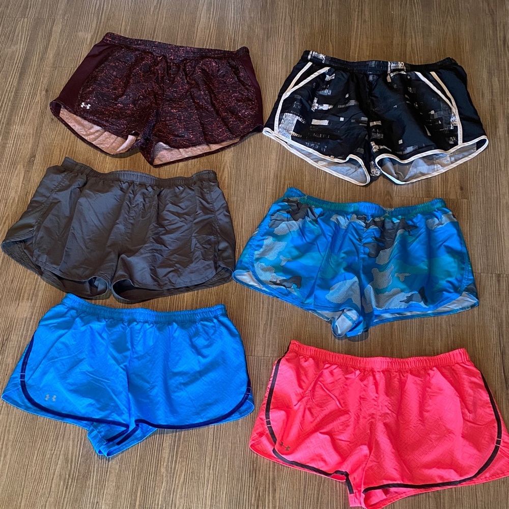 Assorted Women’s Athletic Shorts Pack - Blue, Pink, Black, Gray, Maroon, Camo